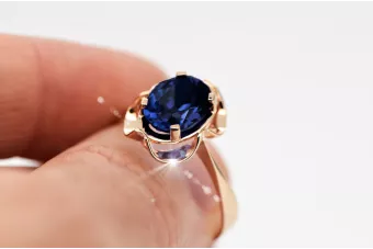 Oryginalny wyrób Vintage 14k z różowego złota Szafir Pierścionek Vintage Biżuteria vrc206r